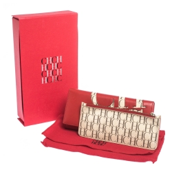 مملوكة مسبقًا محفظة كارولينا هيريرا كونتينيتال كانفاس بيج مونوغرامي وجلد أحمر