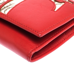 مملوكة مسبقًا محفظة كارولينا هيريرا كونتينيتال كانفاس بيج مونوغرامي وجلد أحمر