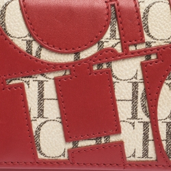 مملوكة مسبقًا محفظة كارولينا هيريرا كونتينيتال كانفاس بيج مونوغرامي وجلد أحمر