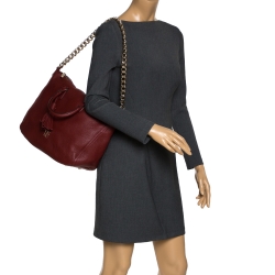 Pre Owned Carolina Herrera Burgundy Leather Satchel