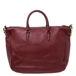 Pre Owned Carolina Herrera Burgundy Leather Satchel