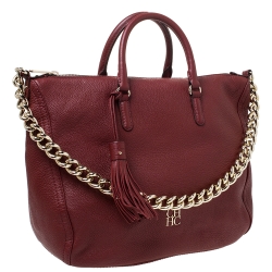 Pre Owned Carolina Herrera Burgundy Leather Satchel