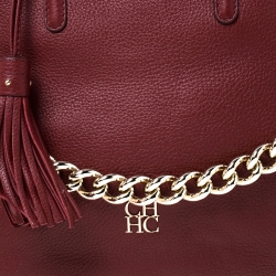 Pre Owned Carolina Herrera Burgundy Leather Satchel