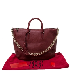 Pre Owned Carolina Herrera Burgundy Leather Satchel