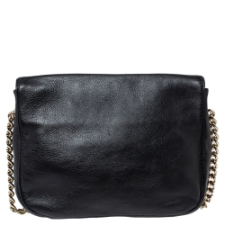 Pre Owned Carolina Herrera Black Leather Flap Shoulder Bag