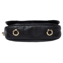 Pre Owned Carolina Herrera Black Leather Flap Shoulder Bag