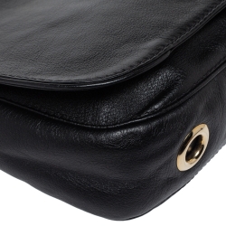 Pre Owned Carolina Herrera Black Leather Flap Shoulder Bag