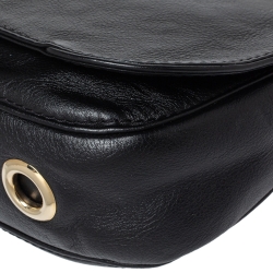 Pre Owned Carolina Herrera Black Leather Flap Shoulder Bag