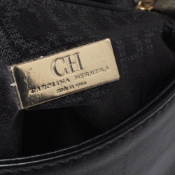 Pre Owned Carolina Herrera Black Leather Flap Shoulder Bag