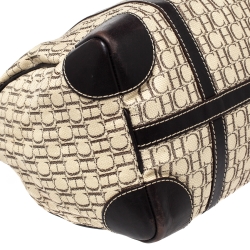 Pre Owned حقيبة كارولينا هيريرا اندي بوسطن جلد وكانفاس مونوغرامية متعددة الألوان