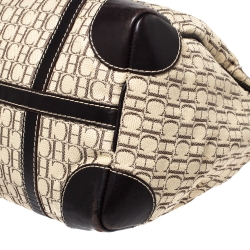 Pre Owned حقيبة كارولينا هيريرا اندي بوسطن جلد وكانفاس مونوغرامية متعددة الألوان