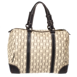 Pre Owned حقيبة كارولينا هيريرا اندي بوسطن جلد وكانفاس مونوغرامية متعددة الألوان