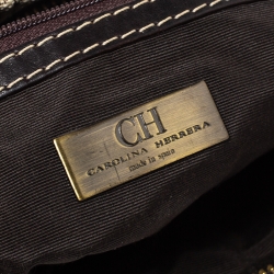 Pre Owned حقيبة كارولينا هيريرا اندي بوسطن جلد وكانفاس مونوغرامية متعددة الألوان