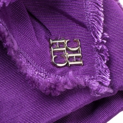 Pre Owned Carolina Herrera Purple Fabric Bow Chain Clutch