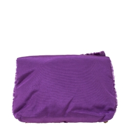 Pre Owned Carolina Herrera Purple Fabric Bow Chain Clutch