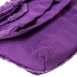 Pre Owned Carolina Herrera Purple Fabric Bow Chain Clutch