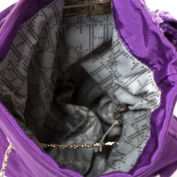 Pre Owned Carolina Herrera Purple Fabric Bow Chain Clutch