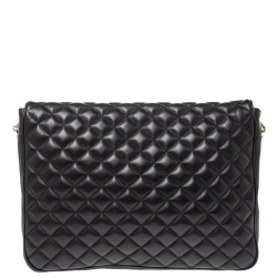 Pre Owned Carolina Herrera Black Quilted Leather Flap Chain Shoulder Bag