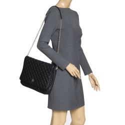 Pre Owned Carolina Herrera Black Quilted Leather Flap Chain Shoulder Bag
