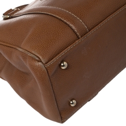 Pre Owned Carolina Herrera Brown Pebbled Leather Small Matteo Tote