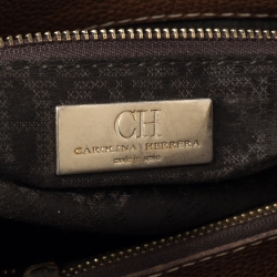 Pre Owned Carolina Herrera Brown Pebbled Leather Small Matteo Tote