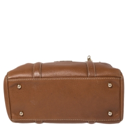 Pre Owned Carolina Herrera Brown Pebbled Leather Small Matteo Tote