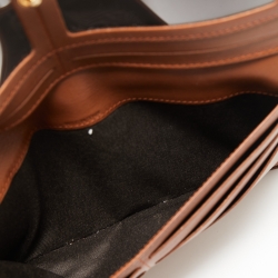 مملوكة مسبقًا CH Carolina Herrera Brown/Gold Laser Cut Leather Long Trifold Wallet