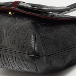 Pre Owned CH Carolina Herrera Black Monogram Leather Audrey Shoulder Bag