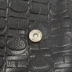 Pre Owned CH Carolina Herrera Black Monogram Leather Audrey Shoulder Bag