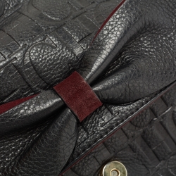 Pre Owned CH Carolina Herrera Black Monogram Leather Audrey Shoulder Bag