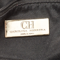 Pre Owned CH Carolina Herrera Black Monogram Leather Audrey Shoulder Bag