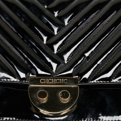 Pre Owned CH Carolina Herrera Black Patent Leather Top Handle Bag