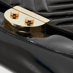 Pre Owned CH Carolina Herrera Black Patent Leather Top Handle Bag