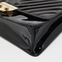 Pre Owned CH Carolina Herrera Black Patent Leather Top Handle Bag