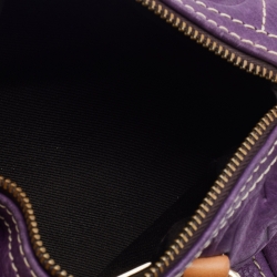 Pre Owned CH Carolina Herrera Purple Monogram Leather Andy Boston Bag