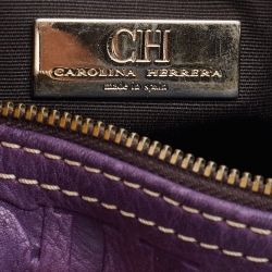 Pre Owned CH Carolina Herrera Purple Monogram Leather Andy Boston Bag