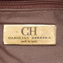 Pre Owned CH Carolina Herrera Red Monogram Embossed Leather Scarf Hobo