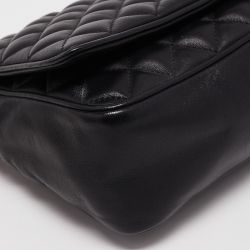 Pre Owned CH Carolina Herrera Black Quilted Leather Flap Chain Shoulder Bag