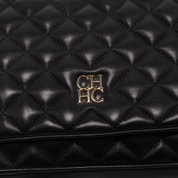 Pre Owned CH Carolina Herrera Black Quilted Leather Flap Chain Shoulder Bag