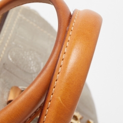 Pre Owned CH Carolina Herrera Silver Shimmer Monogram Leather Andy Boston Bag