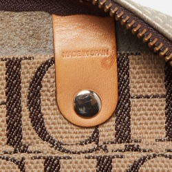 Pre Owned CH Carolina Herrera Silver Shimmer Monogram Leather Andy Boston Bag