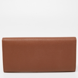 Pre Owned CH Carolina Herrera Brown Leather Continental Wallet