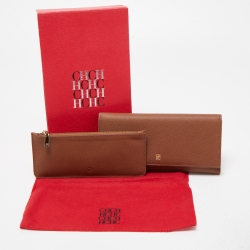 Pre Owned CH Carolina Herrera Brown Leather Continental Wallet
