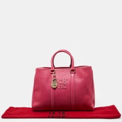 Pre Owned CH Carolina Herrera Pink Grained Leather Matteo Tote