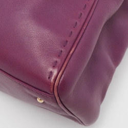 Pre Owned CH Carolina Herrera Purple Leather Charm Tote