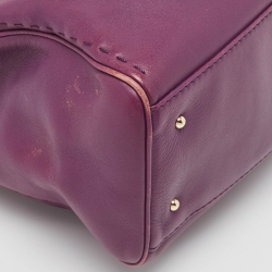 Pre Owned CH Carolina Herrera Purple Leather Charm Tote