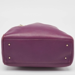 Pre Owned CH Carolina Herrera Purple Leather Charm Tote
