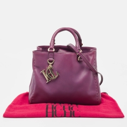Pre Owned CH Carolina Herrera Purple Leather Charm Tote