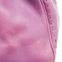 Pre Owned CH Carolina Herrera Purple Leather Charm Tote