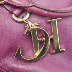 Pre Owned CH Carolina Herrera Purple Leather Charm Tote